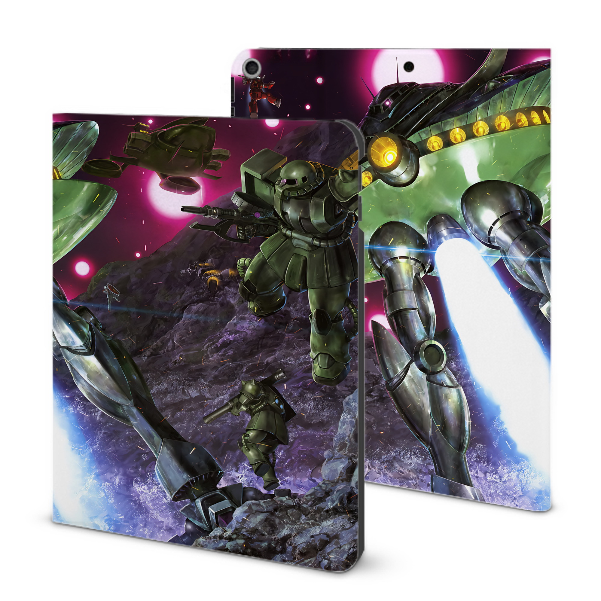 （画像用） 機動戦士ガンダム Mobile Suit Gundam IPad ケース ブック型 PUレザー TPU 耐衝撃 軽量 薄型 ペン収納なし 全面保護 IPad 各モデル対応